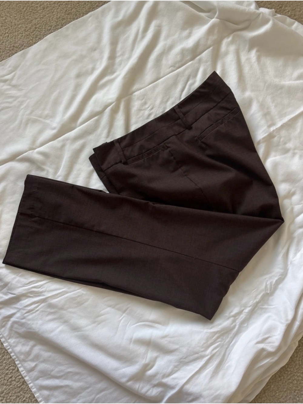Women's Dark Brown Tailored Trousers - Sleek Straight Leg